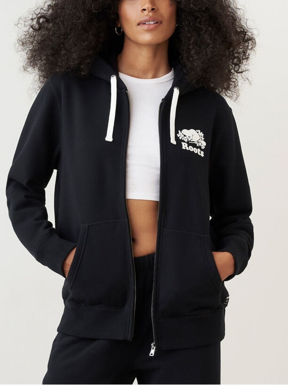 Roots Whistler Special Edition Black zip-up Hoodie size medium sweatshirt